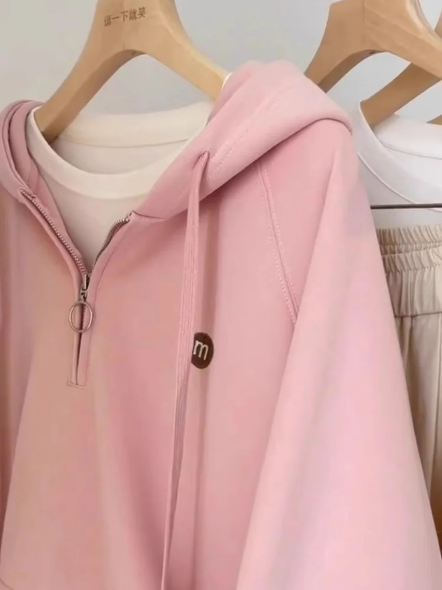 Plus size hoodie feminino fce forrado f zíper suor outono inverno thiened coreano sle casual faion topo