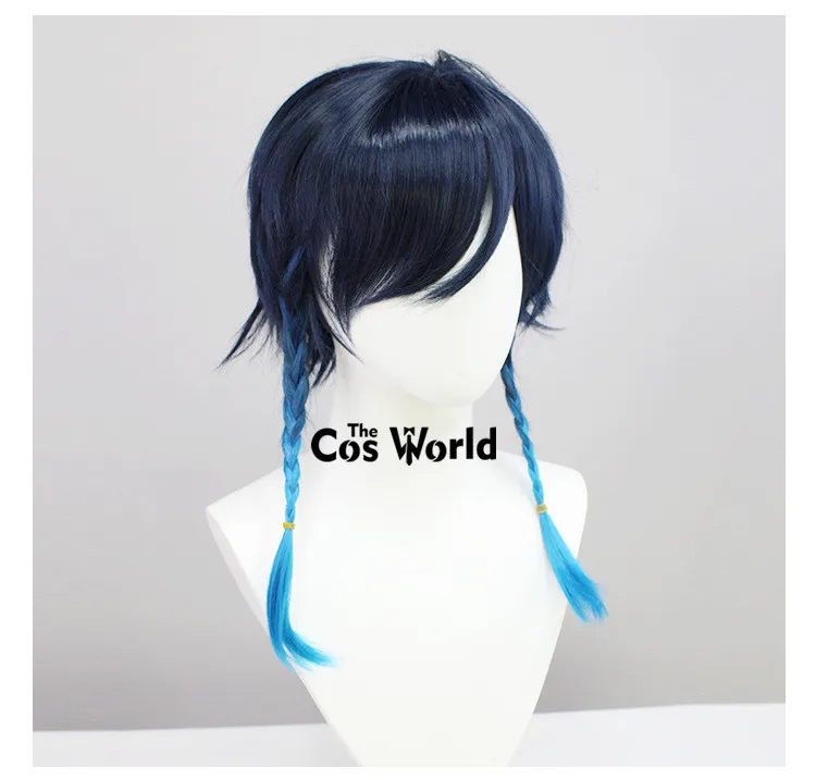 Genshin Venti 43 cm middellange games cosplay pruiken vezel hittebestendig synthetisch haar + pruikdop