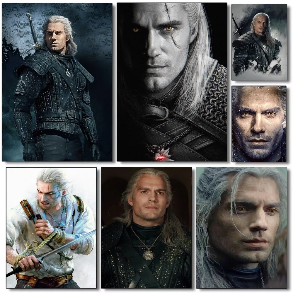 1pc Classic Witcher Movie Illustrations Poster Self-adhesive Art Waterproof Paper Sticker Coffee House Bar Room Wall Decor