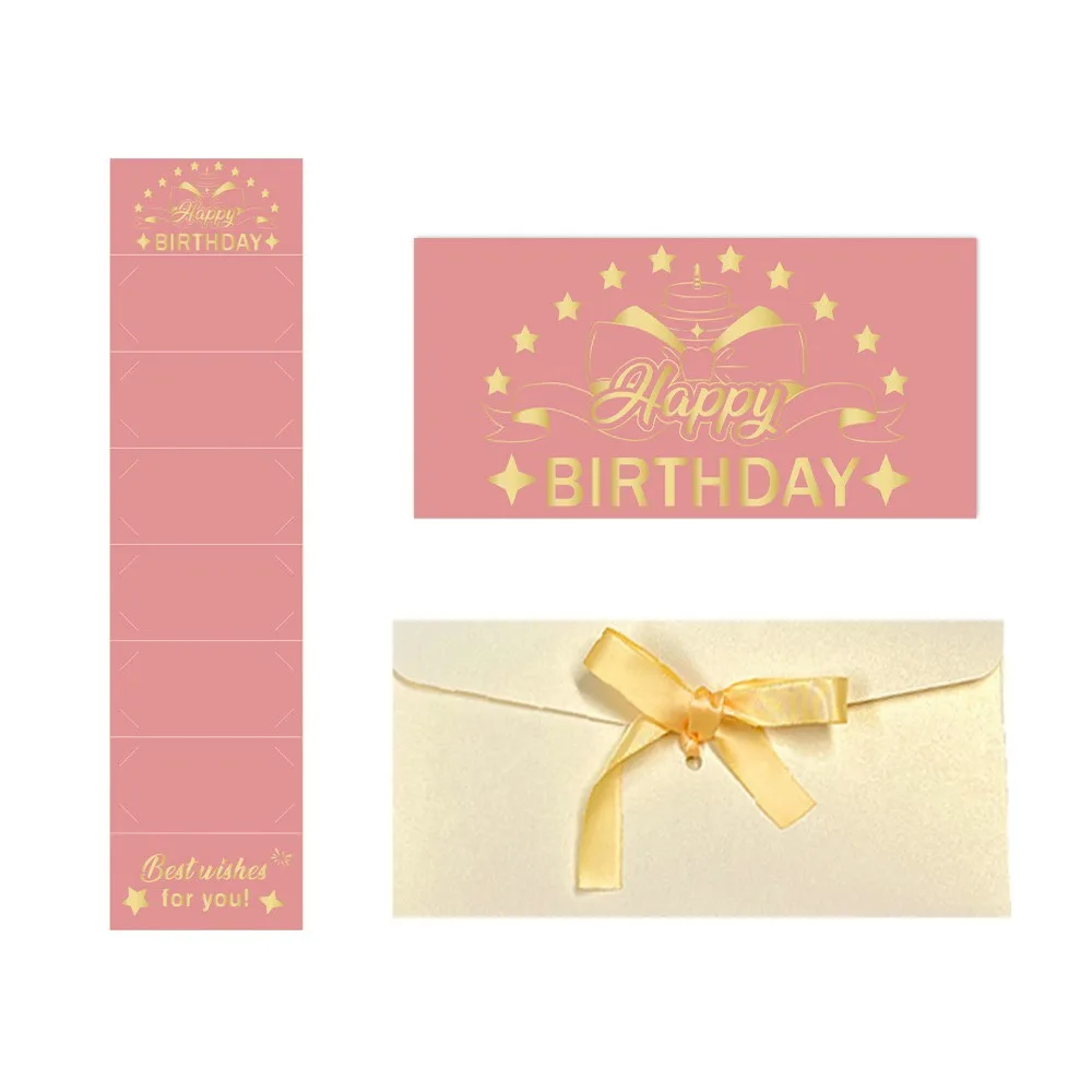 

Pink Birthday Folding Red Envelopes Cartoon Blessing Children Money Pocket Chinese Style Gifts Packing Bags Kids Gift
