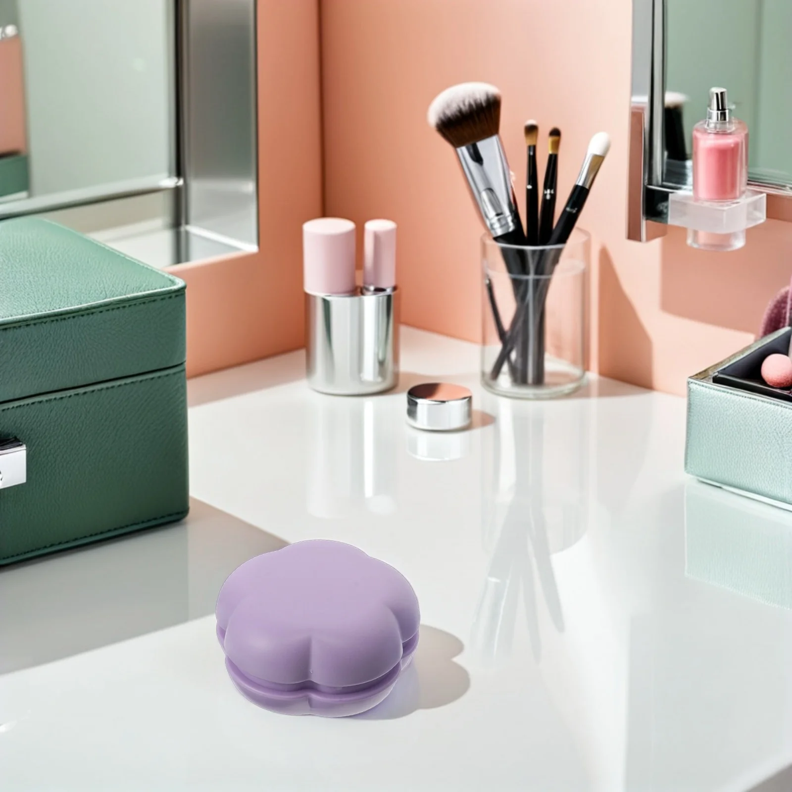 3 pçs pente de massagem com espelho redondo dobrável mini pente-escova de cabelo portátil em forma de flor para desembaraçar o couro cabeludo-viagem compacta