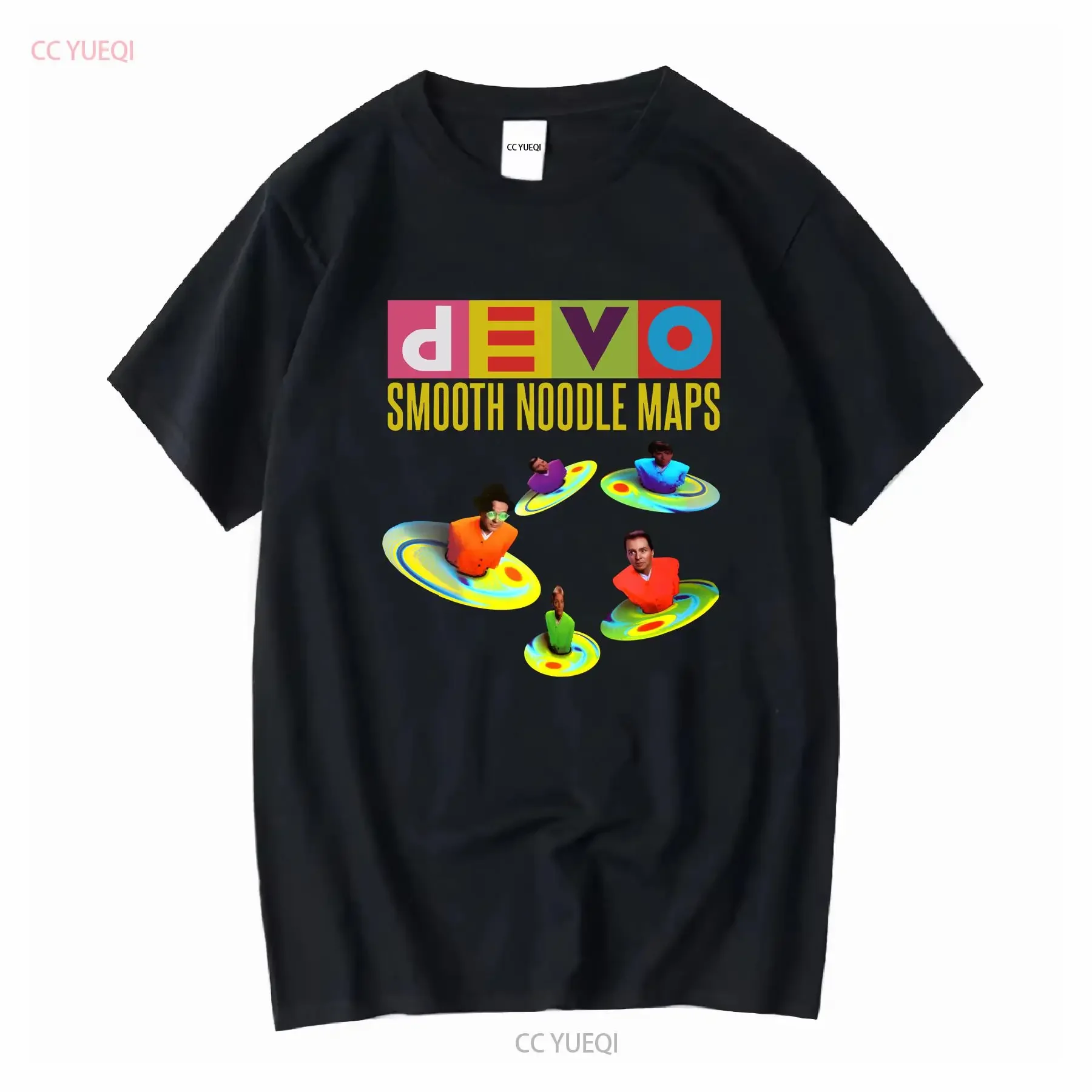 Devo T-Shirt Smooth Noodle Maps Album Cover Morning Dew Schwarz Größe S 5XL Vintage Washed Bequem Unisex Atmungsaktiv Lässig