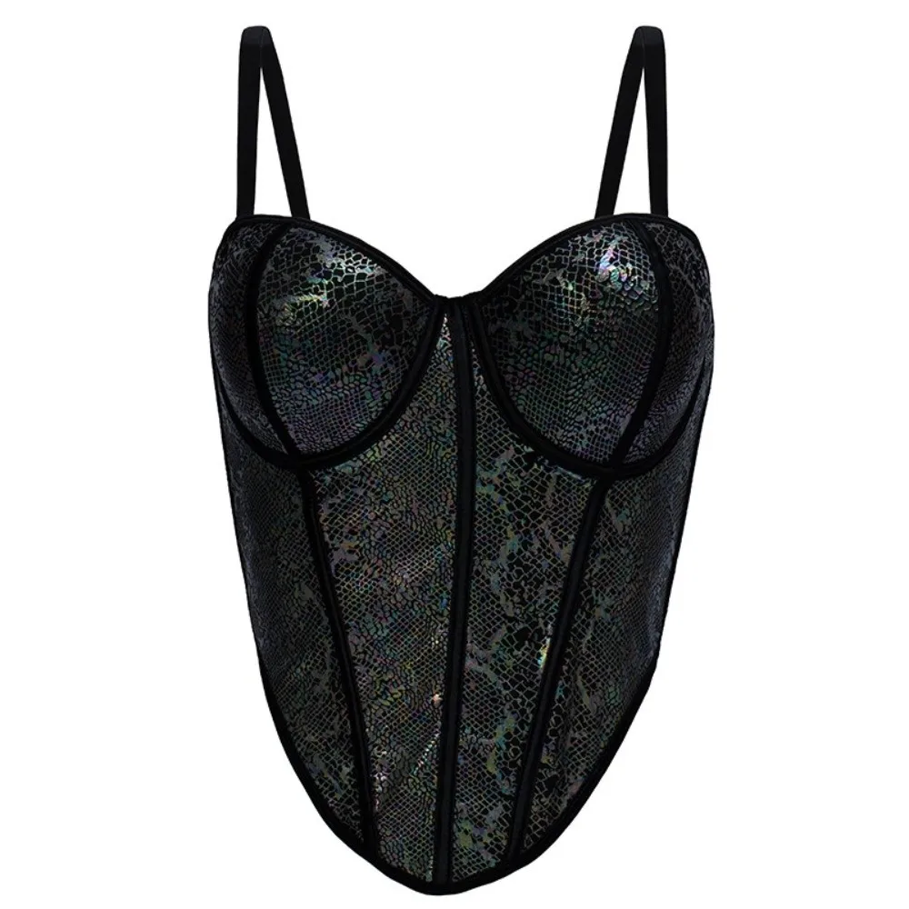 Snake Leopard Pattern Leopard Print Camisole with Buckle Slim Fit Snake Leopard Corset Streetwear Elegant Crop Tops Travel
