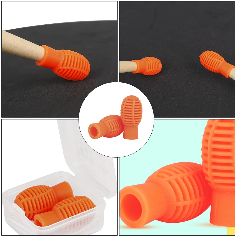 

2pcs Drum Stick Protective Caps Silicone Durable Drumstick Cover Flexible Shockproof Accessory Portable Drumstick Cap For Drum