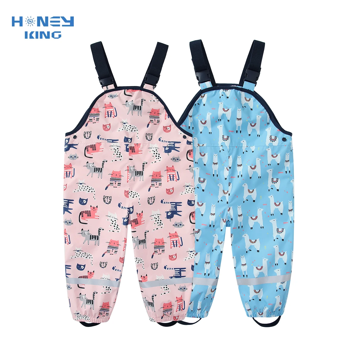 HONEYKING Children Waterproof Rain Pants Baby Jumpsuits Boys Girls Overalls Pants Fashion Kids Overalls Beach Sand Wading Pants