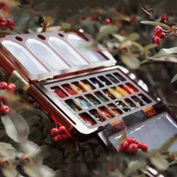 Tri-fold Watercolor Box Creative Packaging Box Portable Watercolor Palette Color Mixing Palette Artist Palette Art Supplies