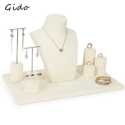 Beige Microfiber Window Jewelry Display Rack Ring Necklace Holder Props Organizador De Joyas