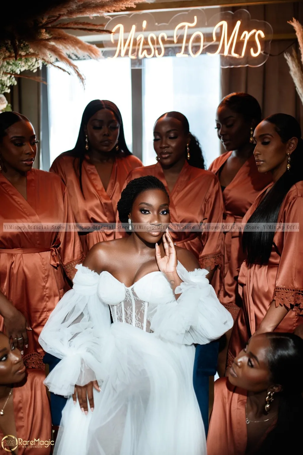 White Bride Robes for Wedding Tulle Lace Bridal Shower Dresses Off Shoulder Long Sleeve Side Split Sweep Train A Line Customized
