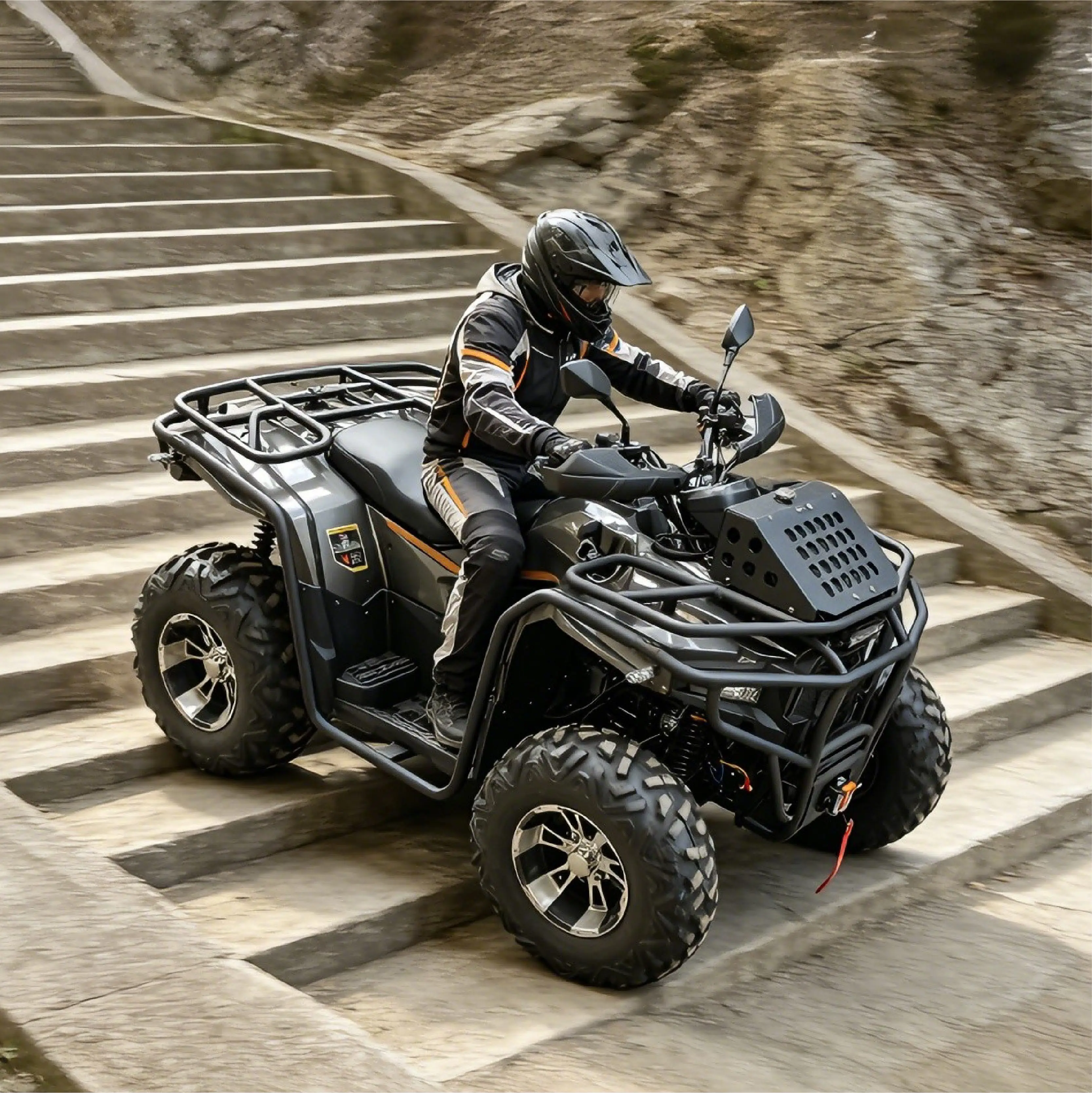 Electric start gas ATV 350cc 400cc 4WD large size two-seater four-wheel adult 4-stroke engine shaft drive system