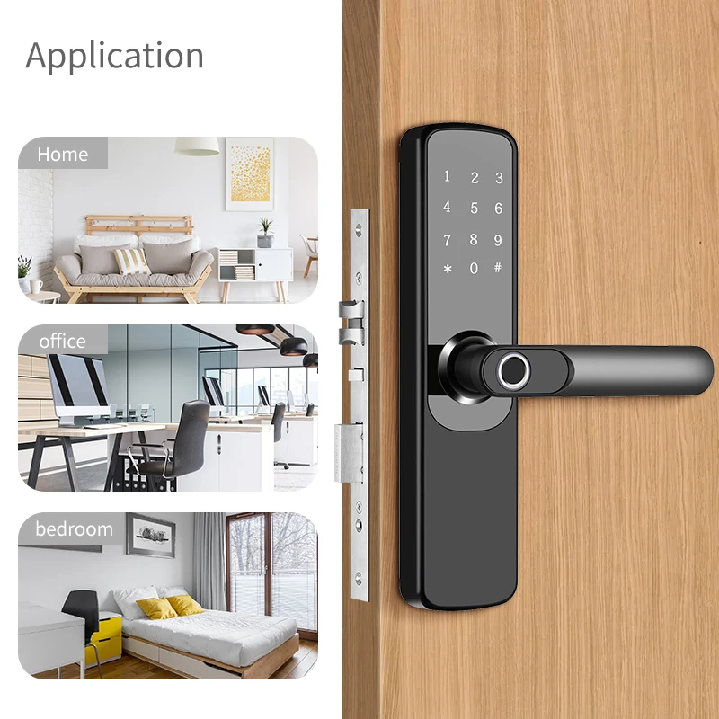 Imagem -03 - Tuya Eletrônico Smart Door Lock com Impressão Digital Biométrica Senha Digital Rfid Card Inteligente Keyless Doorlock Wi-fi