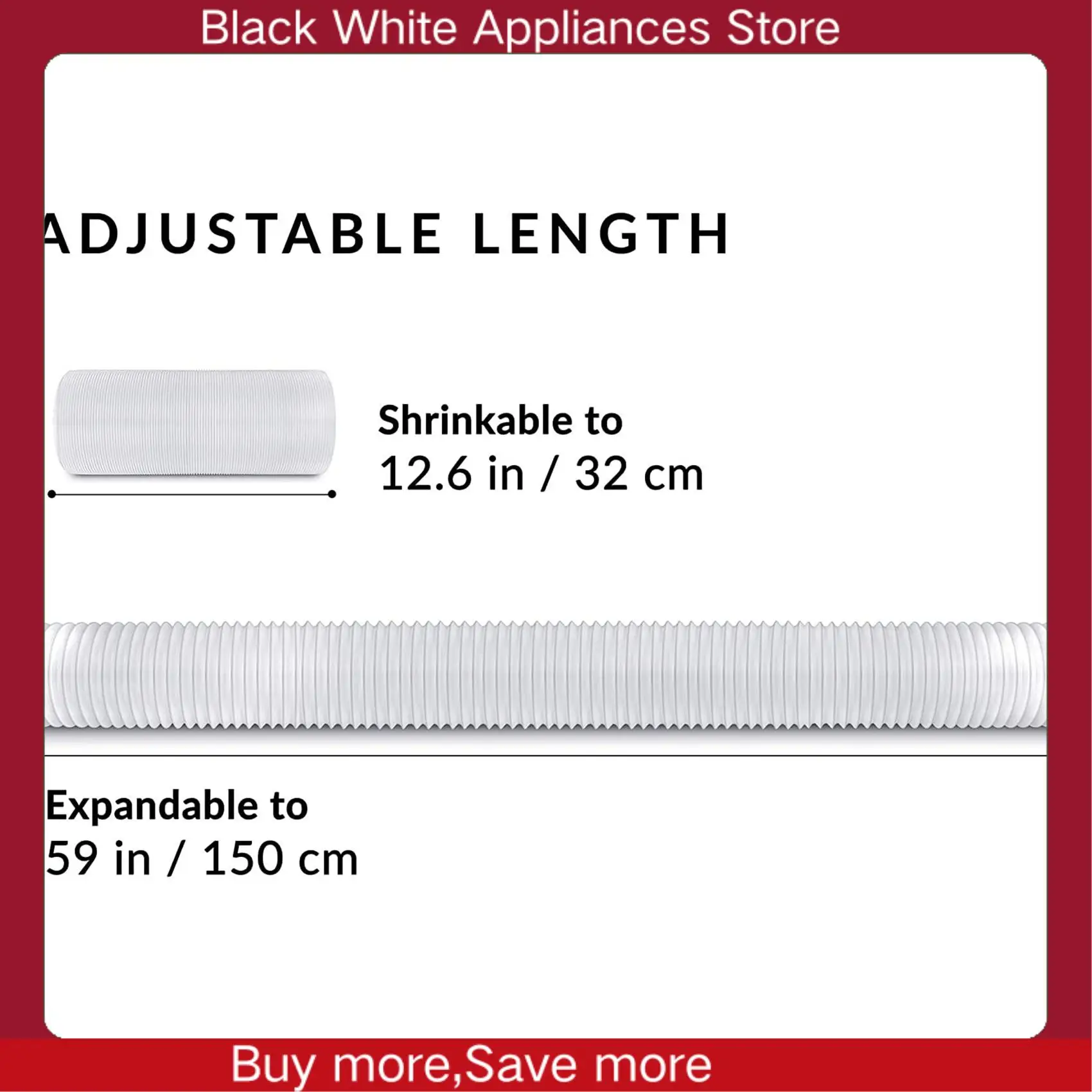 2X Air Conditioner Portable Exhaust Hose- 5 In Diameter Size - 59 In Long - Universal Flexible Counter Clockwise Tube-CLIM