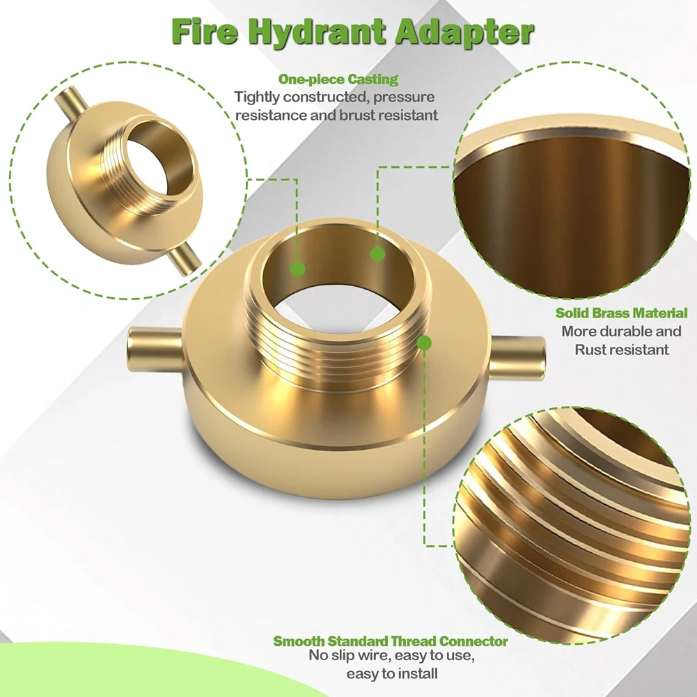 ABJY-محول صنبور الحريق النحاسي 2-1/2 بوصة (NST/NH) أنثى إلى 1-1/2 بوصة (NST/NH) ذكر مع معدات حريق نحاسية ذات عروة دبوسية #3