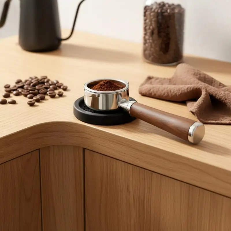 Round Silicone Coffee Tamper Mat Anti-slip Durable Espresso Portafilter Pad for Commercial Cafe Home Barista Training Use