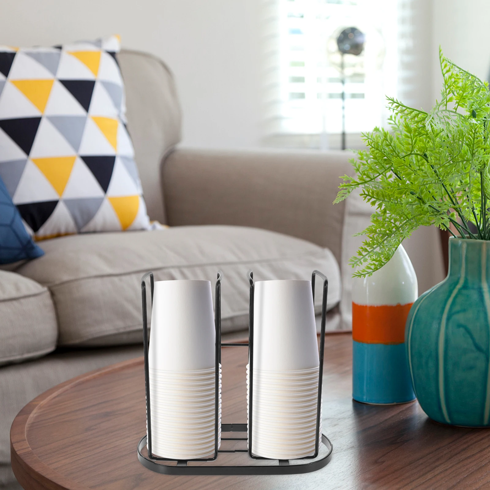 

Paper Cup Holder Dispenser Carbon Steel Coffee Shop Organizer Desktop Paper Cup Stand Large Capacity Home Supply