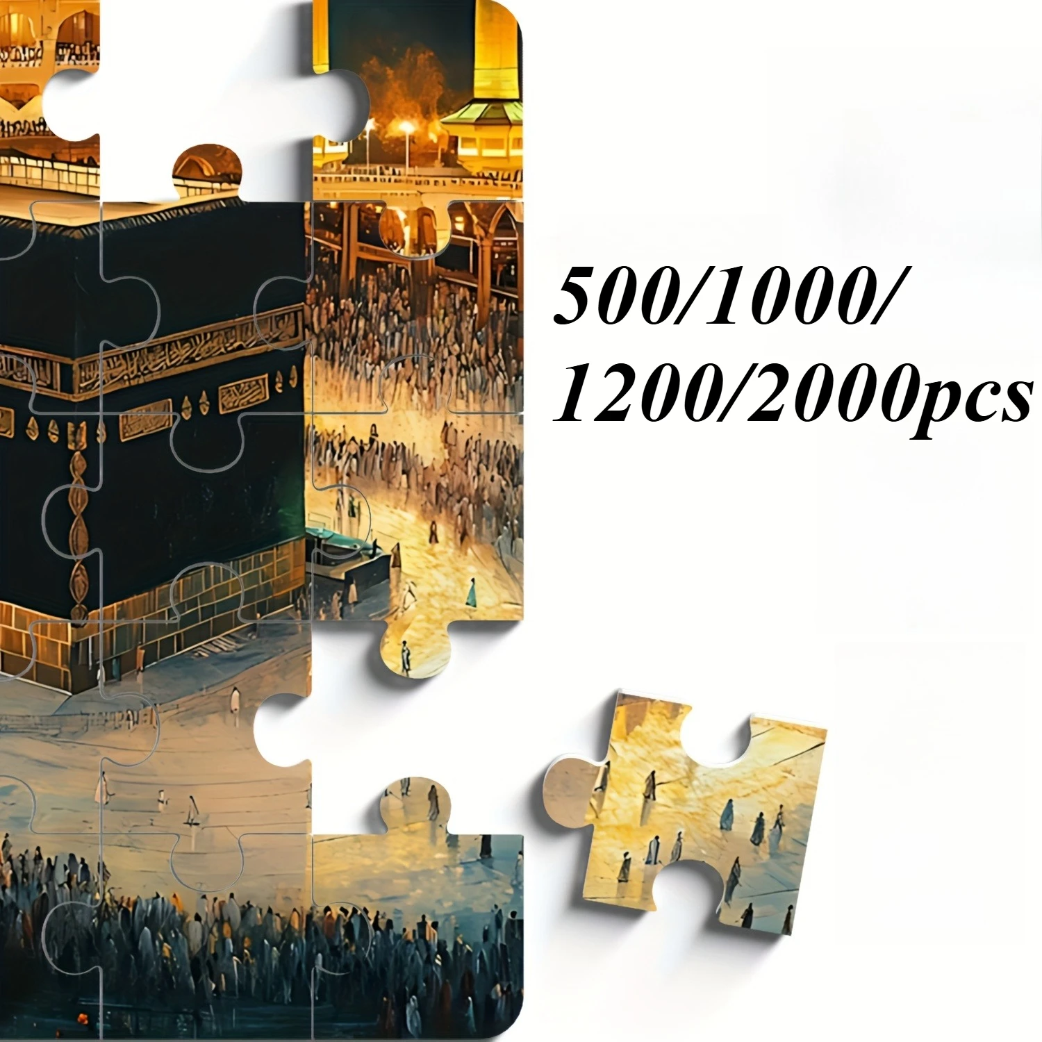 

Adult Jigsaw Puzzle 1000 Pieces Night View of Holy And Kaaba Stress Exercise Brain Thinking Holiday Birthday Gift