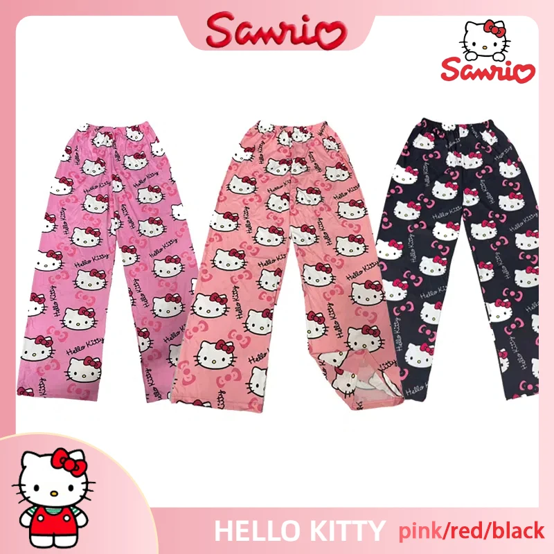 Hello Kitty Cotton Loose Summer Style Ladies Pajama Pants Pyjama Trousers Women Men Cartoon Sleep Bottoms Lounge Wear Girl Sleep