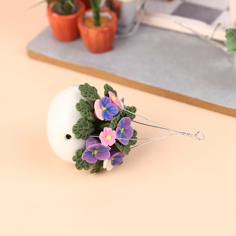 1:12 casa delle bambole in miniatura piante in vaso Phalaenopsis vaso di fiori appeso serbatoio Bonsai modello giardino decorazioni per la casa accessori giocattolo