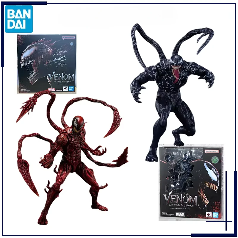 Original Bandai Anime Marvel Let There Be Carnage Venom CARNAGE S.H.Figuarts modelo juguetes figuras de acción regalos coleccionables