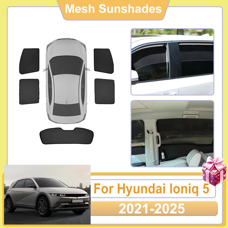 

For Hyundai Ioniq 5 Accessories 2025 NE 2021-2024 Car Window Sun Shade Mesh Cover Anti UV Visor Heat Sun Baffle Net light Shield