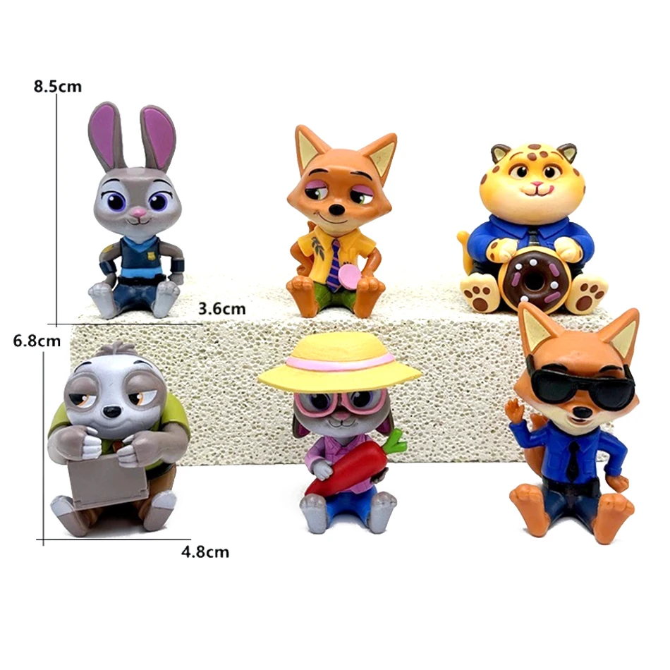 6 fou Zootopia2 scène officier de Police fait à la main Judy & Fox Nick boîte aveugle à la mode jouer poupée voiture décoration de gâteau d'anniversaire pour enfants