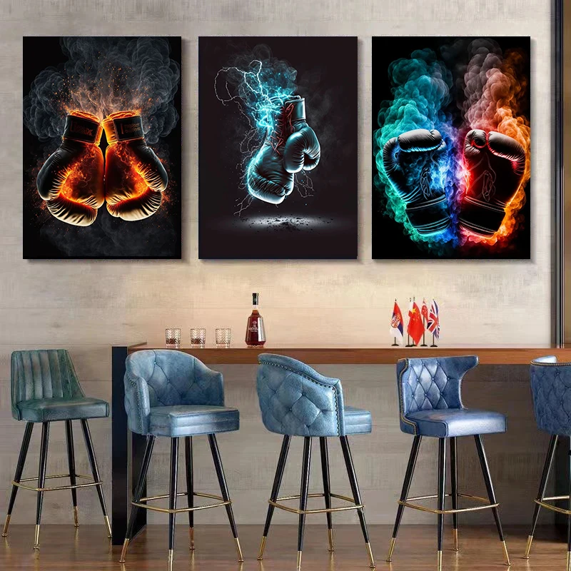 Vintage Boxing Gloves Canvas Painting Art Posters Prints Boxing Gym Club Background Wall Decor Boys Room Decor Picture Cuadros