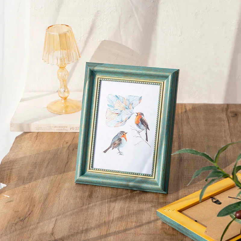 

Beautiful Frame,Vintage Brown Peacock Blue Desktop Picture Frame Wall Picture Frame,children's Painting Decoration Home Office