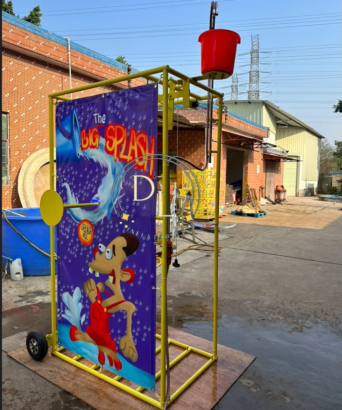 Summer Water Big Splash-tastic Pitch Burst Game Easy Beat Bucket Dunk Tank Hire Wheeled Bag Version Metal Easy Setup 1 Person
