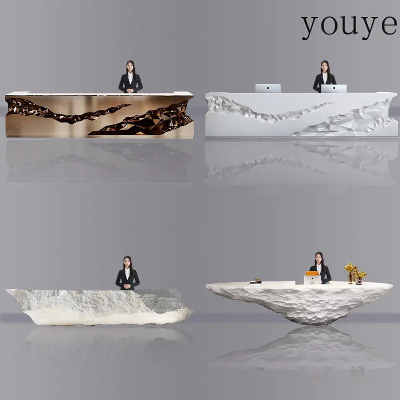 Paint front desk FRP reception desk Beauty salon Modern special-shaped creative service Bar counter Company information desk