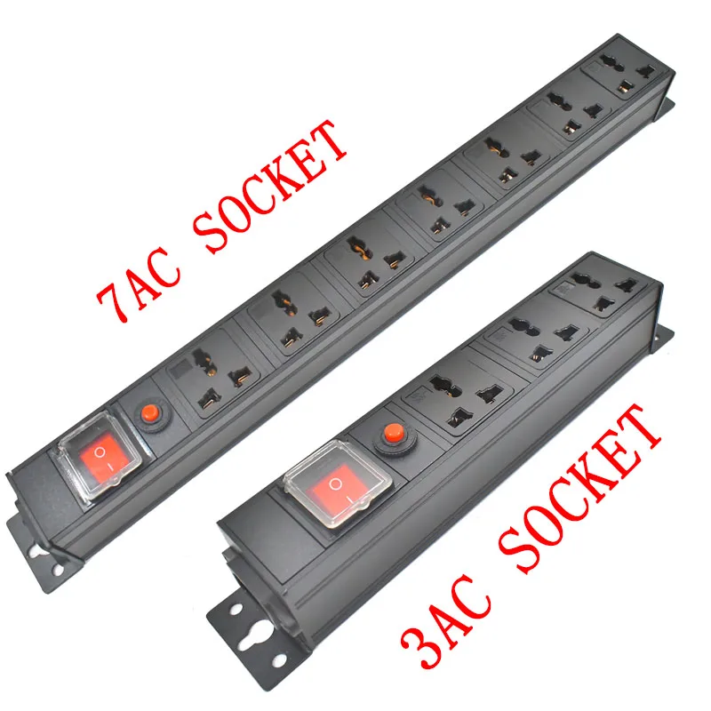 PDU C14 port power strip Universal output socket Network Cabinet Rack 16A overload protection 1-9 Unit