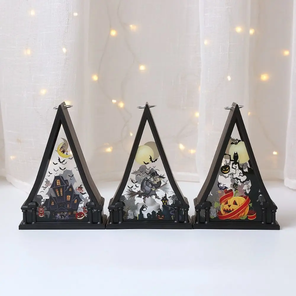 Simpatico fantasma zucca lanterna castello portatile luci Decorative di Halloween plastica creativa LED Light Decor puntelli