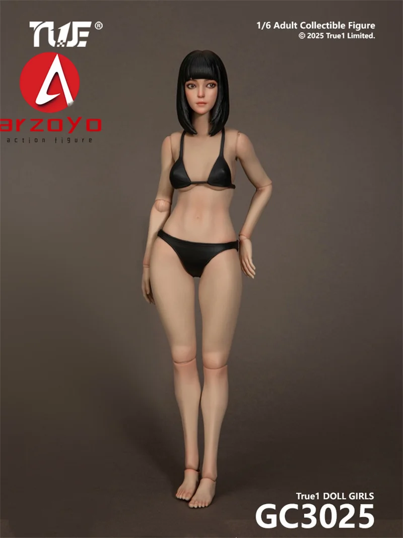 True1Toys GC3025 1/6 Figurka żeńska z super elastyczną, ruchomą głową z ruchomymi oczami, model figurki akcji, 12-calowy model ciała żołnierki