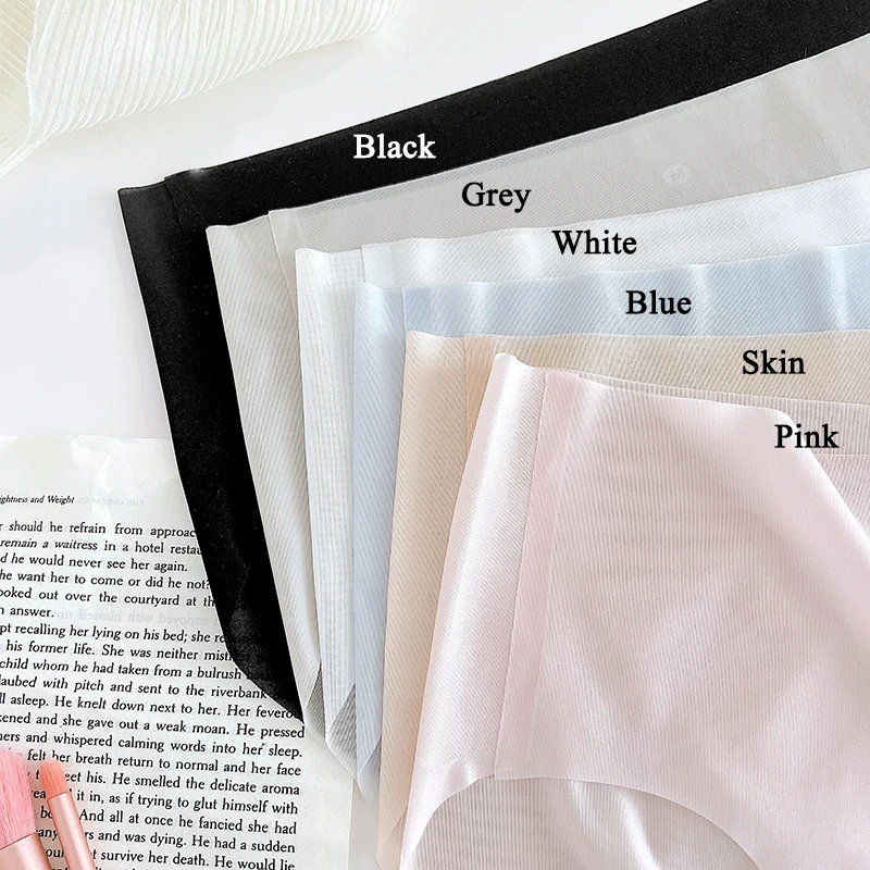 6Pcs/Set Seamless Ice Silk Panties For Women Intimate Comfort Briefs Transparent Mid-waist M-XL Multiple Color Options Lingerie