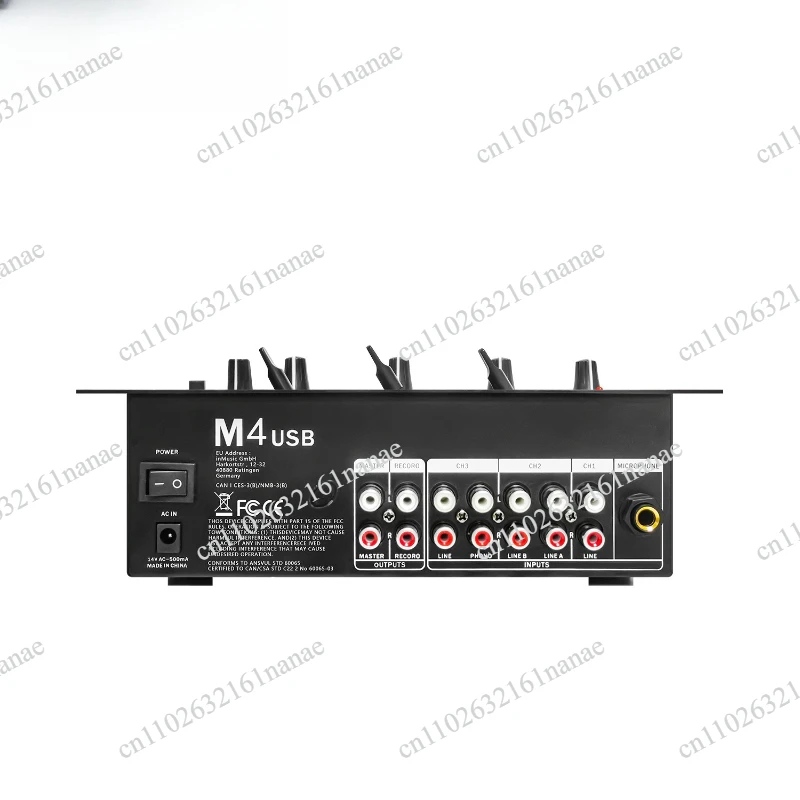 Professional 4-channel Audio Stereo Mixer with Sound Card Home KTV Stage DJ Mixing Console