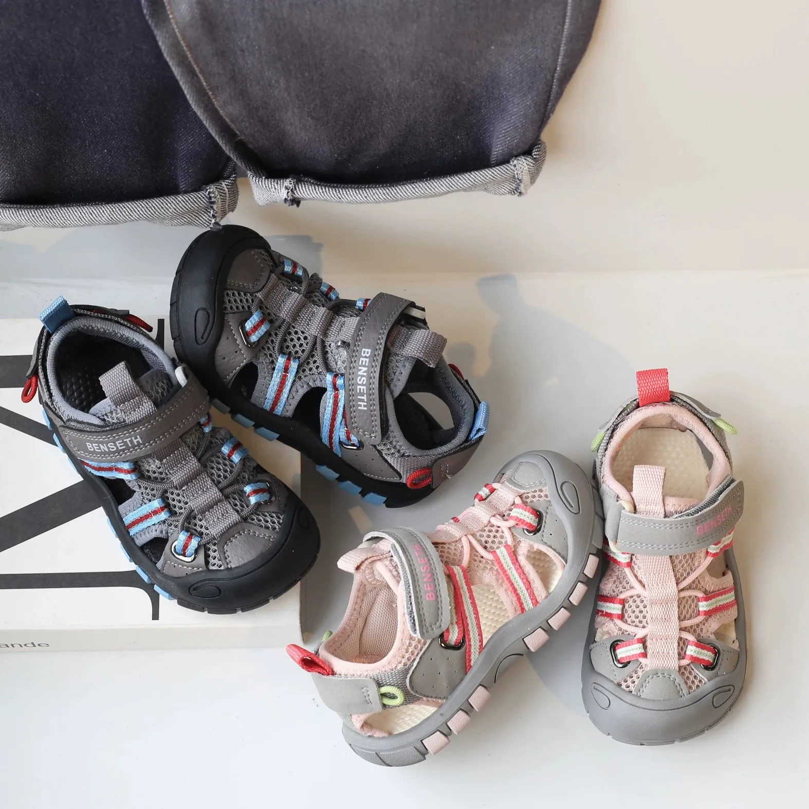 

Kids'Casual Shoes Sandals Solid Color PU Leather Summer Flat Bottom Shoes For Girls Anti-slip Pink Black Shoes Size 26-37