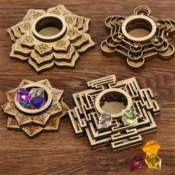 Lotus Pattern Wooden Crafts Holder For Crystal Stone Carving Stand Crystal Ball Base Meditation Decoration Desktop Ornament