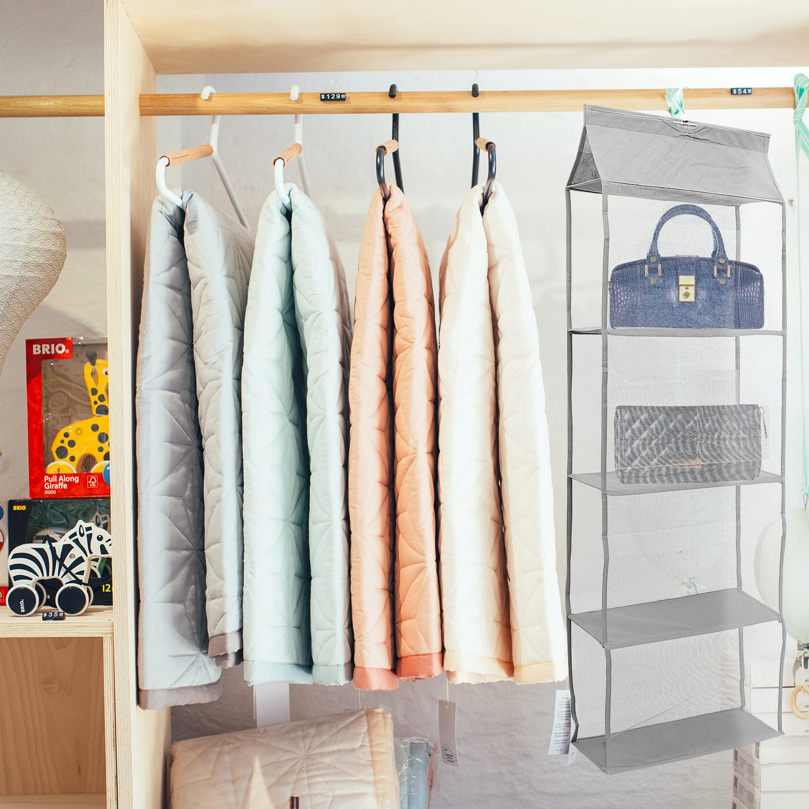 

Non woven Wall Hanging Storage Bag Dust Proof ganizer Closet Mural Holder Lightweight Sturdy Hook Strong Capacity