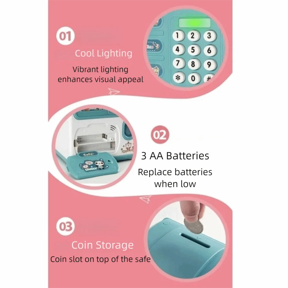 

Cartoon Fingerprint Piggy Bank Fingerprint Unlock Password Lock Coin Deposit Box Large Space Simulate Unlocking