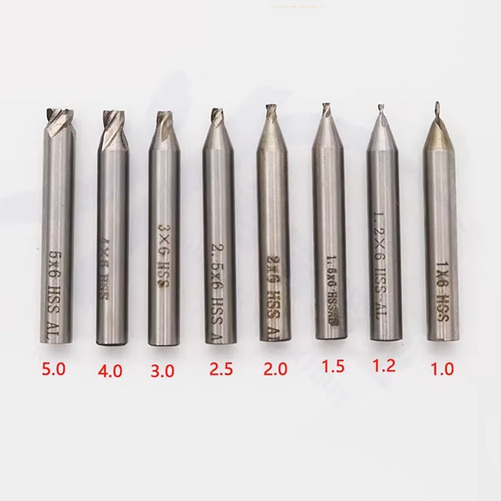 CHKJ Locksmith Tool Milling Cutter Drill Bit 1/1.2/1.5/2/2.5/3/4/5mm HSS End Mill Straight Shank 4 Flutes High Speed Steel