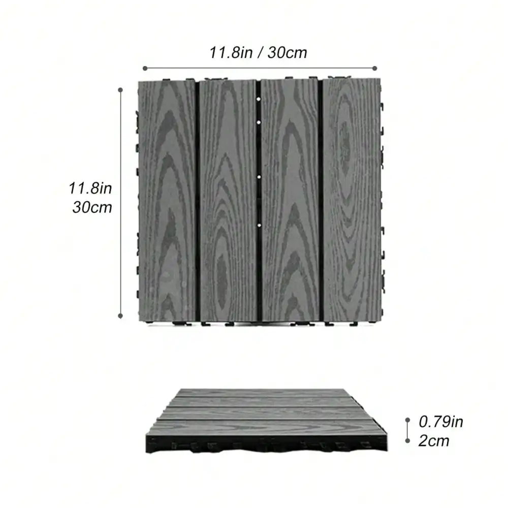 Wood Plastic Composite Deck Tiles Set of 20pcs, Composite Decking Resist Rust, Water, Weather, Easy to DIY & Maintain Ideal