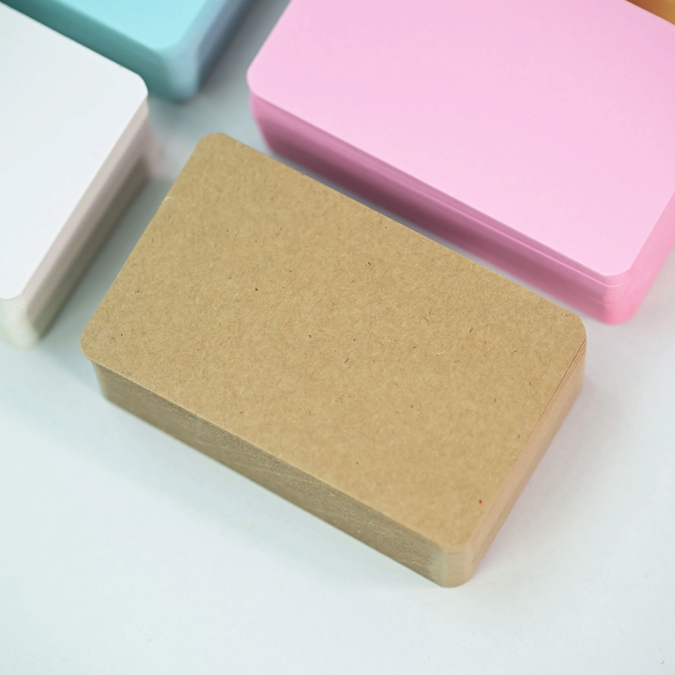 6 Colors Blank Index Flash Cards 600 Pcs Total, 100 Sheets Per Color, Pastel Kraft White Blank Note Cards for Study Memorization