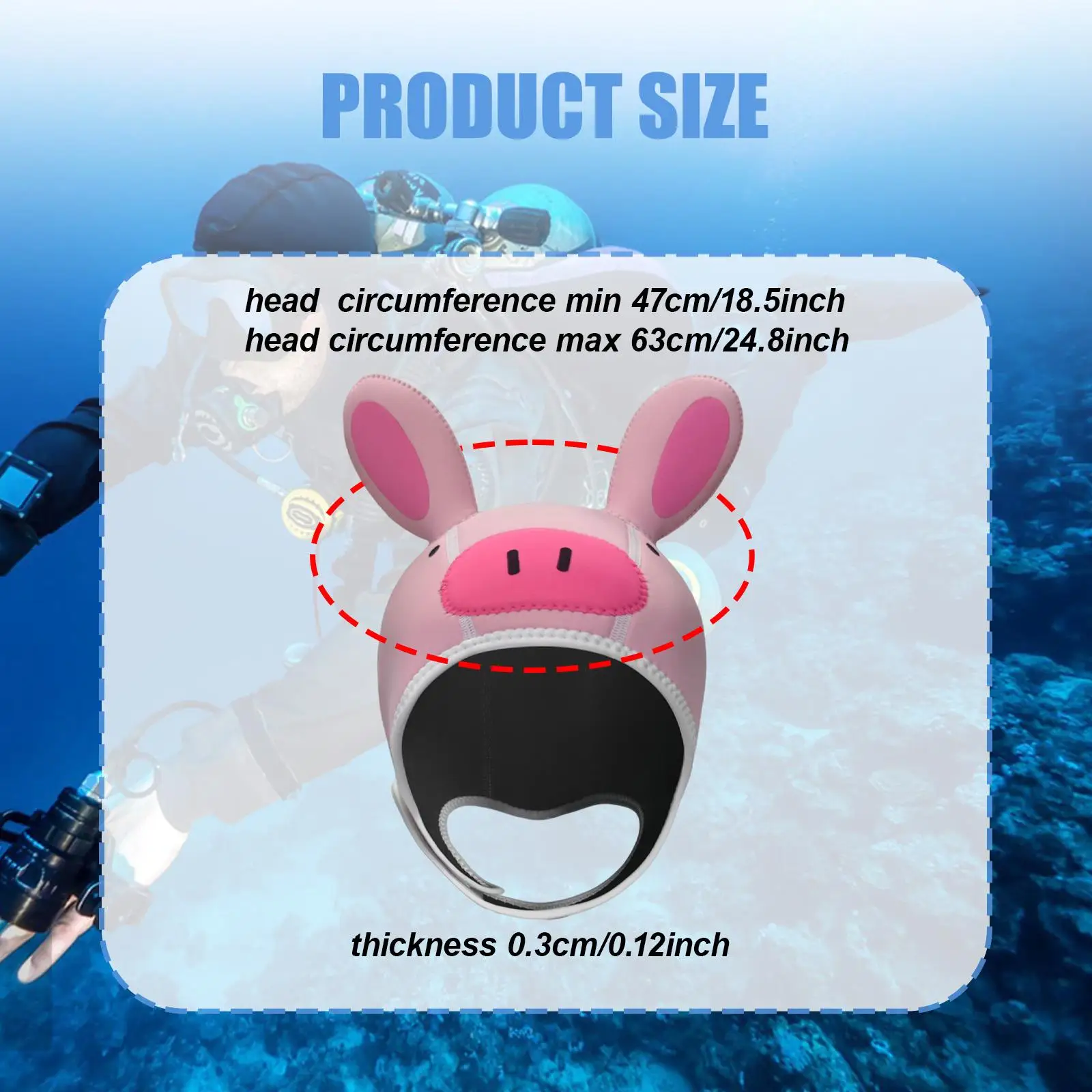 Taucher-Kapuze in Schweineform, Neopren-Surfmütze für Wassersport und Freitauchzubehör