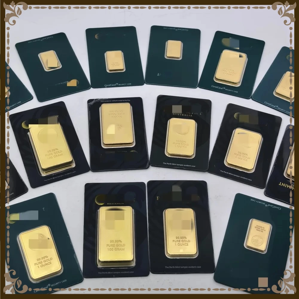 

1oz/2.5g/5g/10g/20g/50g/100g Sealed packing Copper Bar 24k Golden Bullion Ingot Non-magnetic Unique Serial number Craft