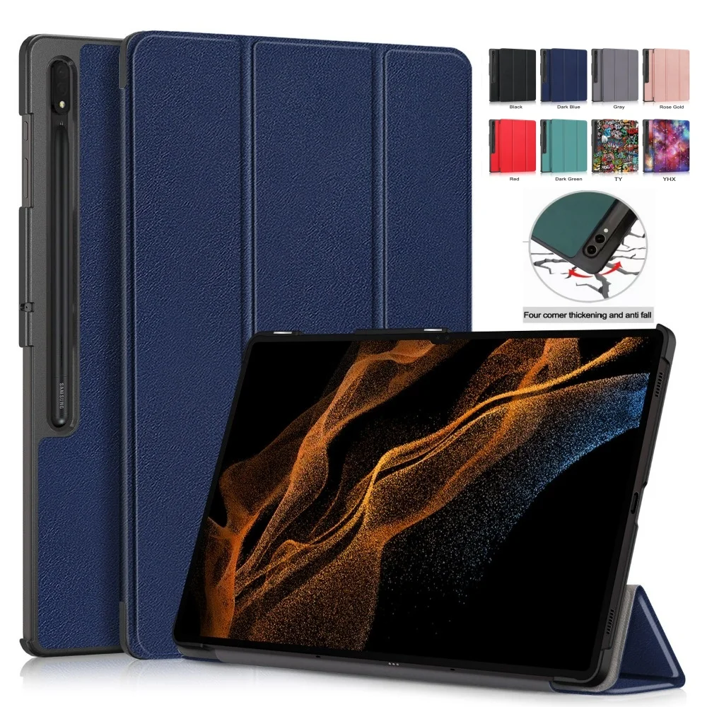 For Samsung Galaxy Tab S8 ultra 14.6 Folding Stand Smart Cover For Galaxy Tab S9 ultra 14.6 X910 X916 x918 Tablet Kids Green