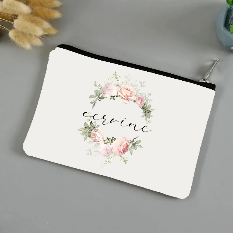 Floral Custom Bride Bag Multiple Fonts Makeup Case Wedding Personalized Cosmetic Pouch Bridesmaid Gift Proposal Gifts for Her