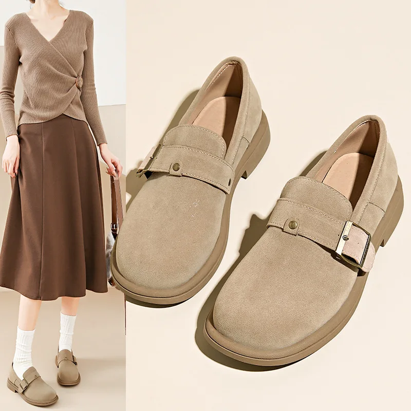 2024 nuova primavera autunno donna mocassini con tacco basso mocassini da donna in pelle scamosciata Comfort mocassini ortopedici Slip On scarpe Casual con plateau