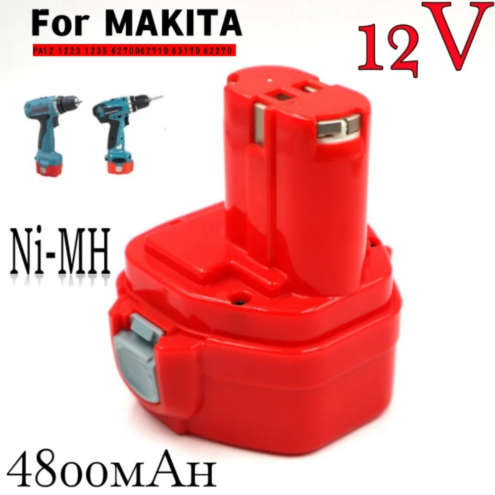 

NI-MH 12V 4800MAH Replacement for Makita Power Tool Cordless Battery 1222 1220 PA12 1220 1222 1233S 1235 1235A 6271D