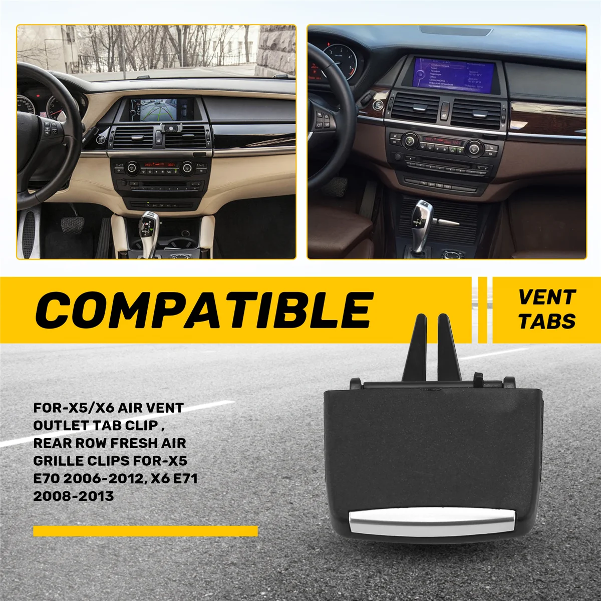 Для BMW X5/X6 Зажим для вентиляционного отверстия, зажимы для решетки свежего воздуха заднего ряда для BMW X5 E70 2006-2012, X6 E71 2008-2013