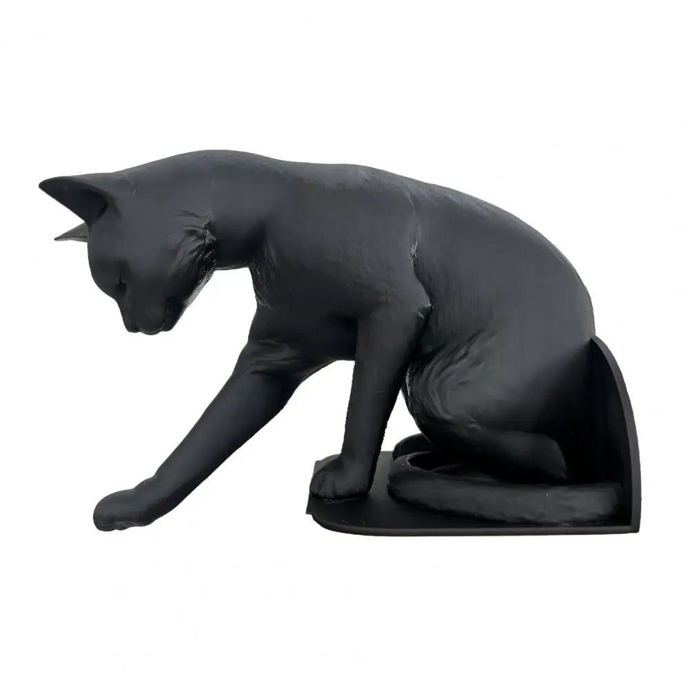 Matte Black Bookend Book Stand Matte Black Cat Paw Bookend Stand Non-slip Decorative Desktop Organizer Hidden Shelf Cat for Book