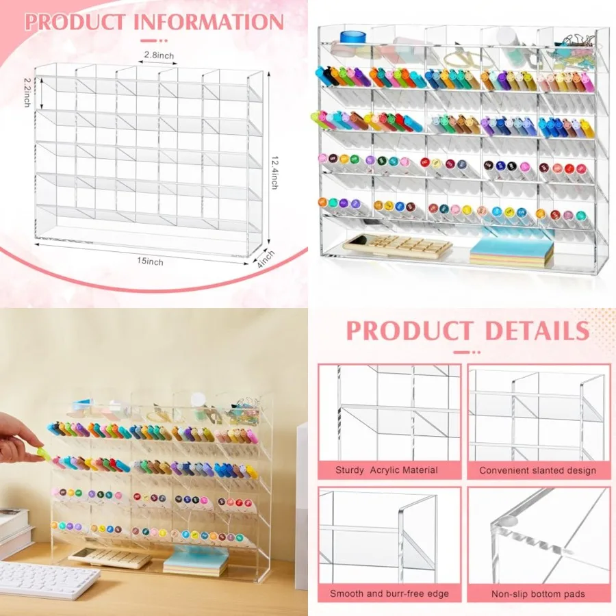 

Acrylic Pen Organizer Storage for 300 Markers Vertical Marker Organizer Acrylic Pen Display Holder for Office Desk Desktop Stat