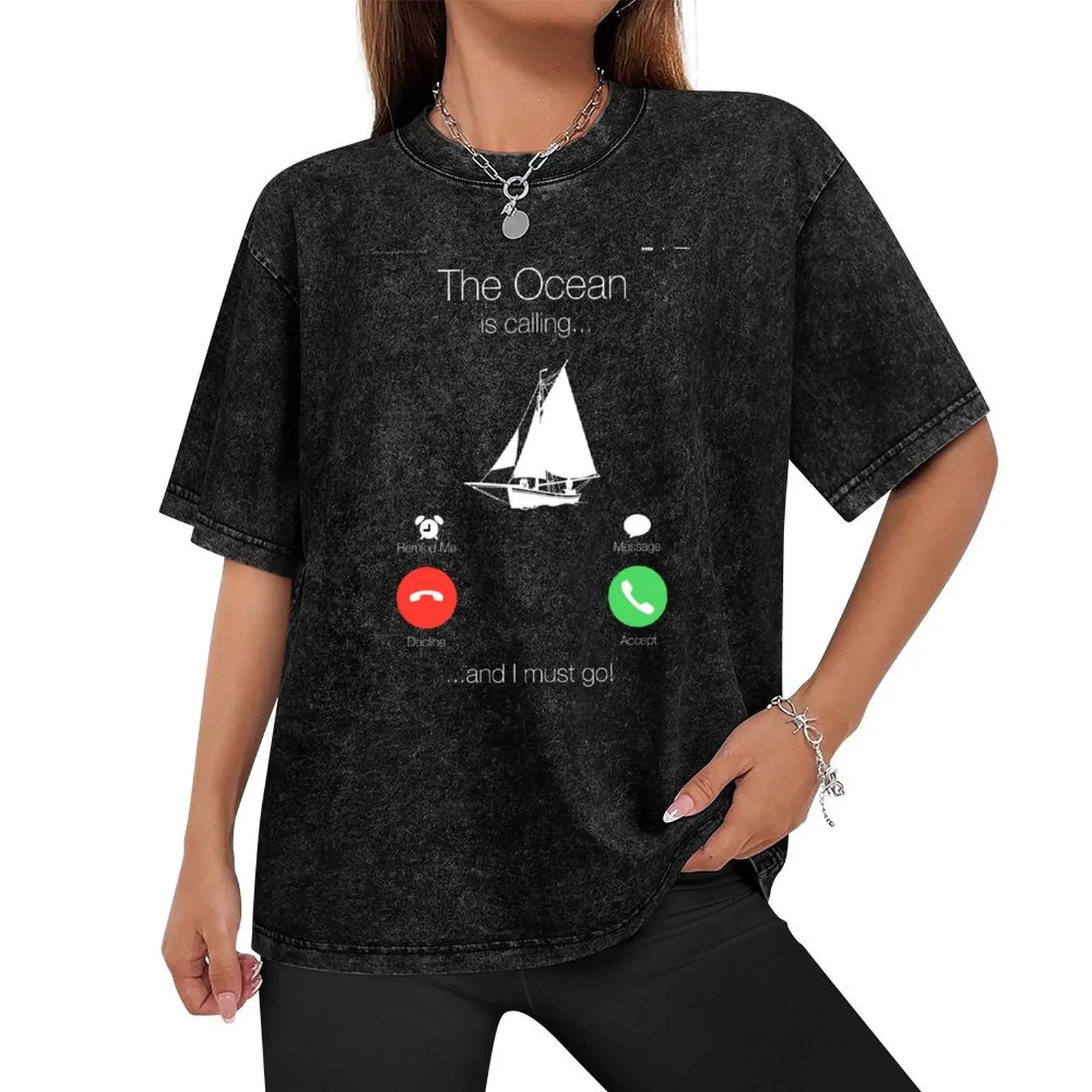 Sailing boat sailor boat owner gift Ocean calling T-Shirt Blouse plus size clothes new edition men clothings